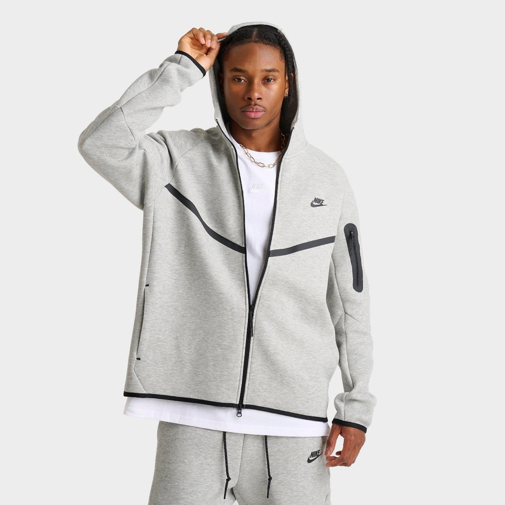 Nike Grey Tech Fleece Full-Zip Hoodie